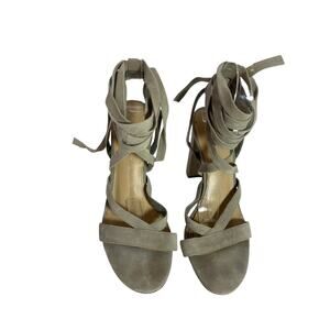Ivanka Trump Taupe Suede Lace Up Strappy Heel 8 1/2